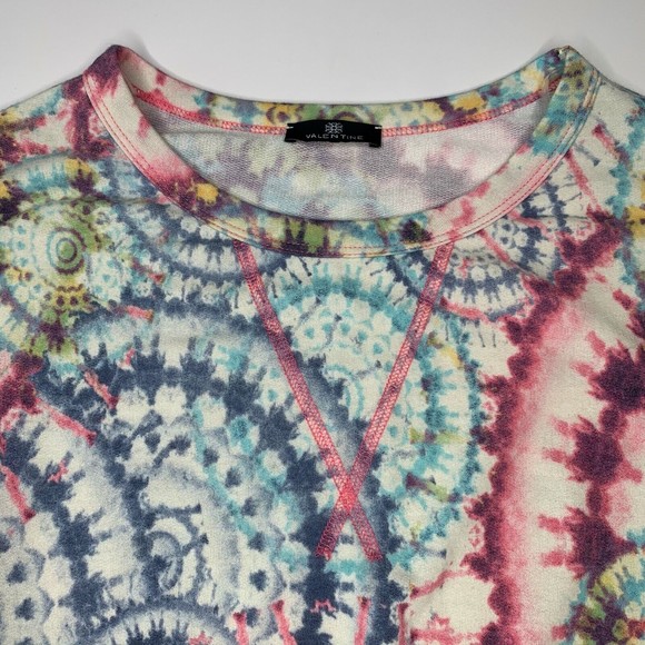 Valentine Women Circle Pattern Tie Dye Long Sleeve Pink Blue Purple Size Small - Picture 5 of 6